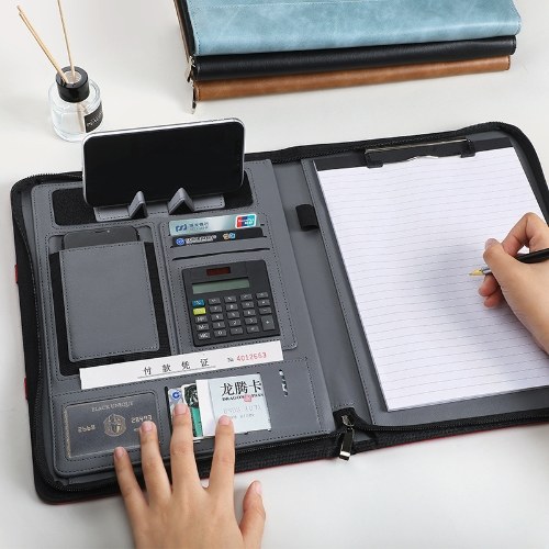 Develop a multifunctional wireless charging notebook with a calculator creative A4 business power notebook manager folder Black 8-digit calculator/wired charging/with film
Develop a multifunctional wireless charging notebook with a calculator creative A4 business power notebook manager folder Black 8-digit calculator/wired charging/with film
