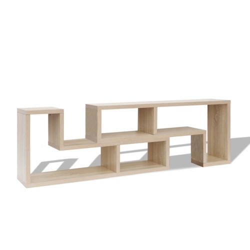 L-shaped oak TV cabinet