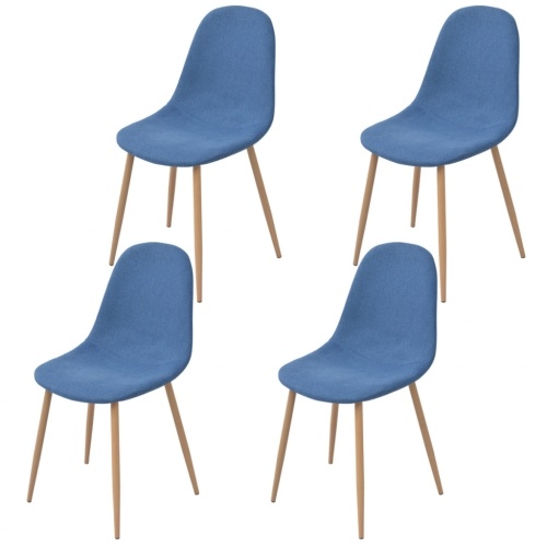 4 Pcs Blue Cloth Dining Room Chairs