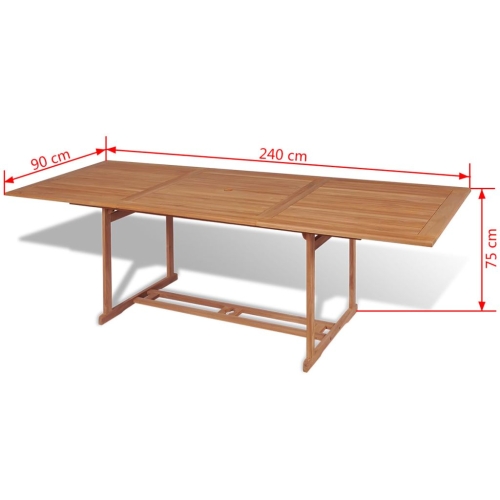 Outdoor Dining Table Rectangular 240x90x75 cm Teak Outdoor Dining Table Rectangular 240x90x75 cm Teak