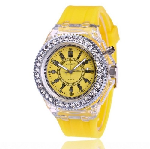 Foreign trade explosion models Geneva luminous watch fashion colorful LED flash watch silicone diamond diamond couple watch wholesale yellow
Foreign trade explosion models Geneva luminous watch fashion colorful LED flash watch silicone diamond diamond couple watch wholesale yellow