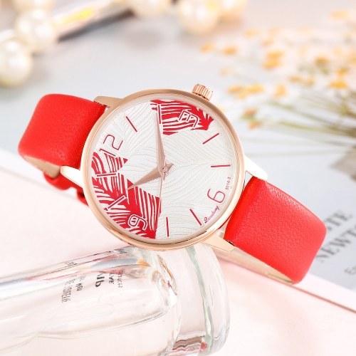 Women Fashion Exquisite Feather Pattern Dial Leather Band Alloy Case Quartz Wrist Watch
Women Fashion Exquisite Feather Pattern Dial Leather Band Alloy Case Quartz Wrist Watch