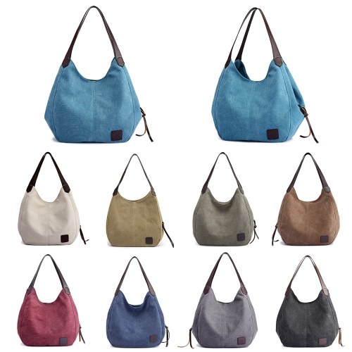 

Women Canvas Shoulder Bag Fashion Handbag Multi-pockets Large Capacity Vintage Totes Hobo Bags