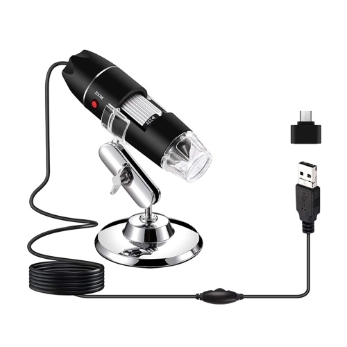 

1000X Wired Digital Microscope Portable Handheld Microscope with USB+Micro USB Interfaces 8 LED Lights Type-C Adapter