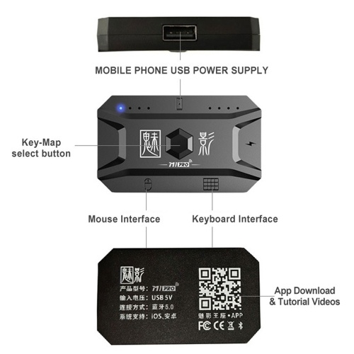 

M1 Pro Keyboard Mouse Converter Portable Mobile Game Keyboard and Mouse Adapter BT5.0 Connection Support Android iOS System