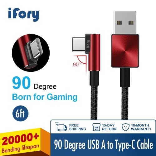 iFory USB C Cable 6ft / 1.8 Meter 90 degree L 3.0 Fast Charging Micro USB A to USB-C Nylon Braided Cord Unbreakable Gaming Charging
iFory USB C Cable 6ft / 1.8 Meter 90 degree L 3.0 Fast Charging Micro USB A to USB-C Nylon Braided Cord Unbreakable Gaming Charging