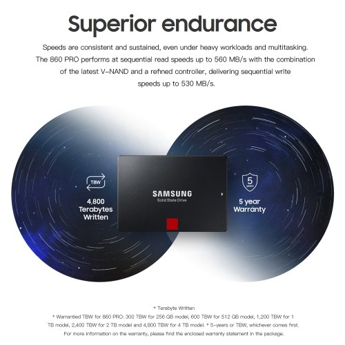 SAMSUNG 860 PRO SSD Internal Solid State Disk Drive 2.5" SATA III 256GB for Laptop Desktop PC 
SAMSUNG 860 PRO SSD Internal Solid State Disk Drive 2.5" SATA III 256GB for Laptop Desktop PC