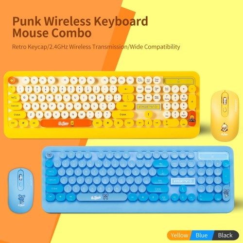 K68 Keyboard & Mouse Combo 2.4GHz Wireless Cute Retro Round Keycap Keyboard Mouse Set Punk Keyboard Mouse Combo Black
K68 Keyboard & Mouse Combo 2.4GHz Wireless Cute Retro Round Keycap Keyboard Mouse Set Punk Keyboard Mouse Combo Black
