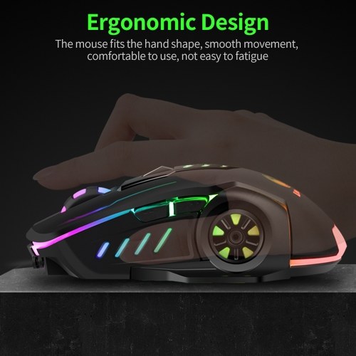 USB Wired Mouse 6 Keys Ergonomic Office Gaming Mice with 4-level Adjustable DPI Colorful Light Effect Anti-slip Wheel Black
USB Wired Mouse 6 Keys Ergonomic Office Gaming Mice with 4-level Adjustable DPI Colorful Light Effect Anti-slip Wheel Black