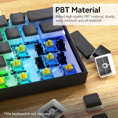 

PBT Pudding Key Caps 108 Keys PBT Thickened Two-color Key Cap Set OEM Height for Mechanical Keyboard Black(Only Keycaps)