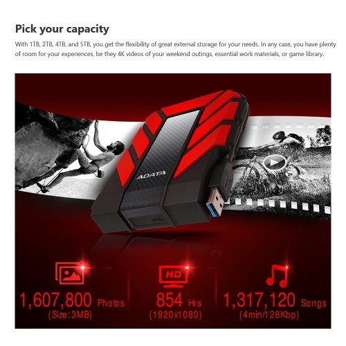 ADATA HD710 Pro External Hard Drive Portable HDD 4TB USB3.1 Anti-shock Data Encryption for Travel(Black)
ADATA HD710 Pro External Hard Drive Portable HDD 4TB USB3.1 Anti-shock Data Encryption for Travel(Black)