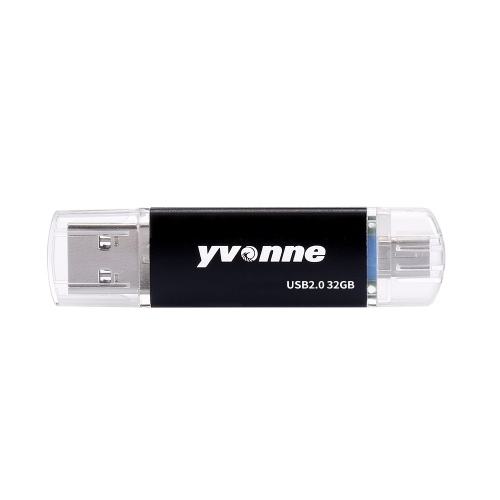 

yvonne YT601-2 USB2.0 U Disk 64GB OTG Double Ports Multifunctional USB Flash Drive for Phone/PC/Laptop Black