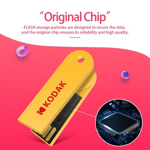 

KODAK K212 Slim U Disk Portable USB 2.0 On-Vehicle Music U Drive Waterproof Mini Size 32GB Yellow