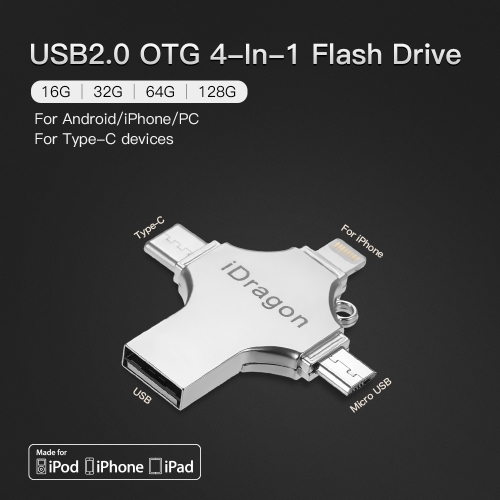 USB2.0 OTG 4-In-1 Type-C Thumb Drive Flash Drive Memory Stick For Android/iPhone/PCs
USB2.0 OTG 4-In-1 Type-C Thumb Drive Flash Drive Memory Stick For Android/iPhone/PCs