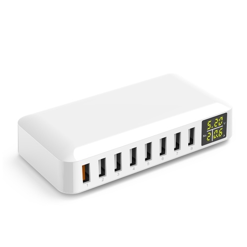 

60W 8A 8-port Desktop USB Smart Charging Station with LED Display Multi-protection Smart Voltage and Current Recognition UK