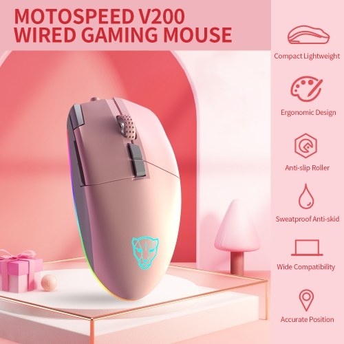 

Motospeed V200 USB Wired Gaming Mouse Optical Gaming Mouse Ergonomic Mice with 8 Adjustable DPI Wide Compatibility Blue