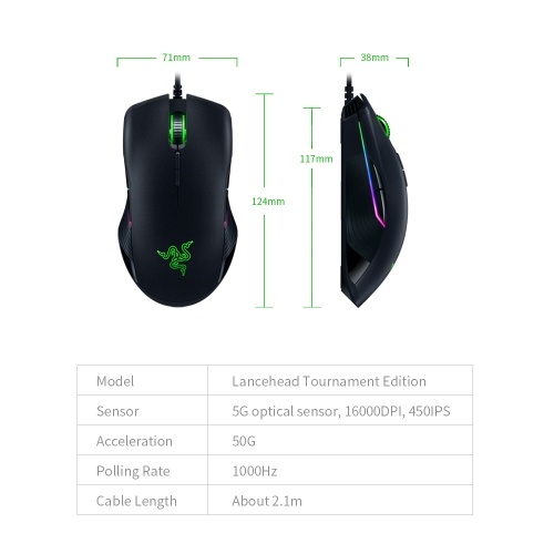 

Razer Lancehead Tournament Edition Wired Gaming Mouse RGB Gaming Mouse Ergonomic Mice with 5G Optical Sensor 16000DPI Pink