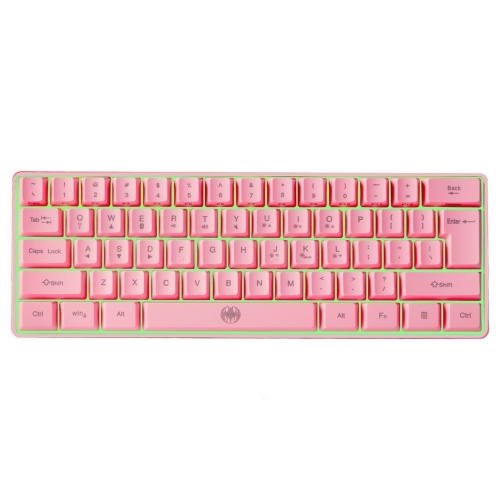 

61 Keys Wireless Keyboard BT+2.4G Dual-mode Keyboard with RGB Backlight Effect ABS Two-color Injection Molding keycap Pink