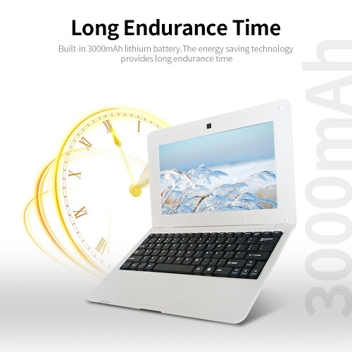 

10.1inch Netbook Lightweight Portable Laptop ACTIONS S500 1.5GHz ARM Cortex-A9/Android 5.1/1G+8G/1024*600 Silver US Plug