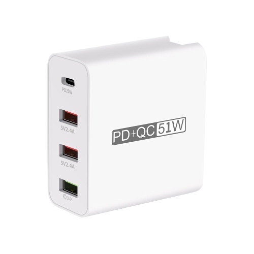 WLX-A6 4 Ports PD+QC3.0 Adapter USB Output Portable Quick Charge 51W Adapter US Plug
WLX-A6 4 Ports PD+QC3.0 Adapter USB Output Portable Quick Charge 51W Adapter US Plug