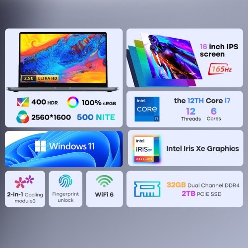 Ноутбук Ninkear 16-дюймовый IPS-экран, 165 Гц, 2560*1600, 16 ГБ DDR4, 1 ТБ SSD, Windows 11, ноутбук с процессором Intel Core '' i7 12-го поколения, WiFi6, BT5.0, разблокировка по отпечатку пальца
Ноутбук Ninkear 16-дюймовый IPS-экран, 165 Гц, 2560*1600, 16 ГБ DDR4, 1 ТБ SSD, Windows 11, ноутбук с процессором Intel Core '' i7 12-го поколения, WiFi6, BT5.0, разблокировка по отпечатку пальца