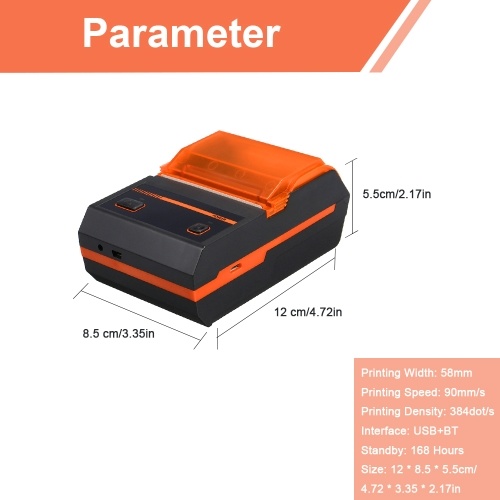 Portable Mini Wireless 58mm BT Direct Thermal Printer Compatible with Android IOS Windows Linux ESC/POS Print Commands Set Portable Mini Wireless 58mm BT Direct Thermal Printer Compatible with Android IOS Windows Linux ESC/POS Print Commands Set
