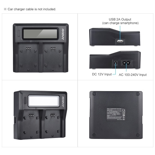 Andoer NP-FZ100 Dual Channel LCD Camera Battery Charger for Sony A7III A9 A7RIII A7SIII with DC Car Charger
Andoer NP-FZ100 Dual Channel LCD Camera Battery Charger for Sony A7III A9 A7RIII A7SIII with DC Car Charger