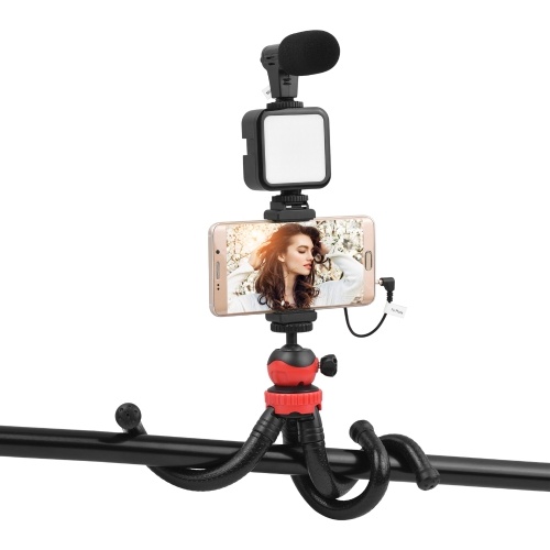 Jumpflash KIT-04LM Vlogging Kit Smartphone Video Rig Kit Includes 1 LED Light 1 Tripod 1 Microphone 1 Phone Holder 1 Remote Control for Photography Recording
Jumpflash KIT-04LM Vlogging Kit Smartphone Video Rig Kit Includes 1 LED Light 1 Tripod 1 Microphone 1 Phone Holder 1 Remote Control for Photography Recording
