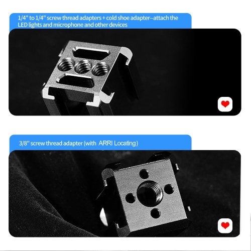 TELESIN Aluminum Triple Cold Shoe Mount Adapter with 1/4 3/8 Interface Locating Hole for Camera Microphone LED Articulating Arm Extension Mounting
TELESIN Aluminum Triple Cold Shoe Mount Adapter with 1/4 3/8 Interface Locating Hole for Camera Microphone LED Articulating Arm Extension Mounting