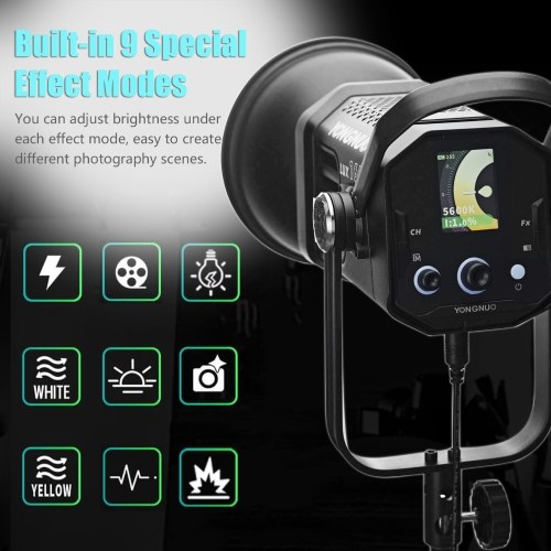 YONGNUO LUX160 180W Studio LED Video Light 5600K CRI96+ LCD Display 9 Scene Lighting Effects Support 2.4G/ APP Remote Control with Bowens Mount Reflector Parabolic Softbox Carrying Bag for Studio Outdoor Portrait Product Wedding Photography Live Video
YONGNUO LUX160 180W Studio LED Video Light 5600K CRI96+ LCD Display 9 Scene Lighting Effects Support 2.4G/ APP Remote Control with Bowens Mount Reflector Parabolic Softbox Carrying Bag for Studio Outdoor Portrait Product Wedding Photography Live Video