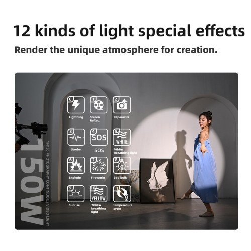YONGNUO YN150Li Portable 150W LED Video Light Photography Fill Light with NP-F Battery Handle Standard Reflector Silicone Diffuser Carrying Case
YONGNUO YN150Li Portable 150W LED Video Light Photography Fill Light with NP-F Battery Handle Standard Reflector Silicone Diffuser Carrying Case