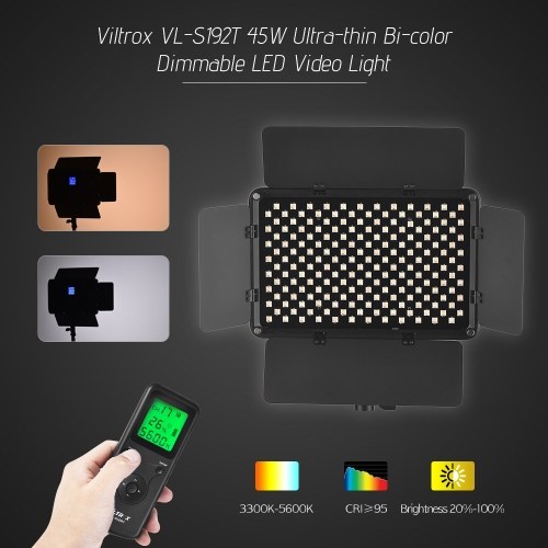 Viltrox VL-S192T Professional Ultra-thin Bi-color Dimmable LED Video Light 3300K-5600K CRI 95+ with Light Barrier Remote Controller for Portrait Wedding News Interview Children Macro Still Life Photography
Viltrox VL-S192T Professional Ultra-thin Bi-color Dimmable LED Video Light 3300K-5600K CRI 95+ with Light Barrier Remote Controller for Portrait Wedding News Interview Children Macro Still Life Photography