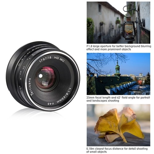 7artisans 25mm F1.8 Manual Focus Lens Large Aperture for Fujifilm Fuji X-A1/X-A10/X-A2/X-A3/X-AT/X-M1/X-M2/X-T1/X-T10/X-T2/X-T20/X-Pro1/X-Pro2/X-E1/X-E2/X-E2s FX-Mount Mirrorless Cameras
7artisans 25mm F1.8 Manual Focus Lens Large Aperture for Fujifilm Fuji X-A1/X-A10/X-A2/X-A3/X-AT/X-M1/X-M2/X-T1/X-T10/X-T2/X-T20/X-Pro1/X-Pro2/X-E1/X-E2/X-E2s FX-Mount Mirrorless Cameras