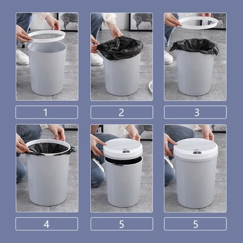 

Household Intelligent Induction Trash Can Kitchen Living Room Bedroom Bathroom Automatic Induction Electric Kick Bump Storage Bucket with 12L Capacity