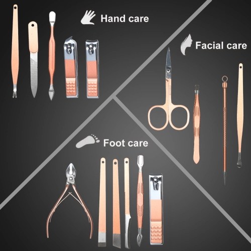 18pcs Manicure Set Nail Clippers Pedicure Kit Stainless Steel Manicure Grooming Kit Nail Care Tools with Leather Travel Case
18pcs Manicure Set Nail Clippers Pedicure Kit Stainless Steel Manicure Grooming Kit Nail Care Tools with Leather Travel Case