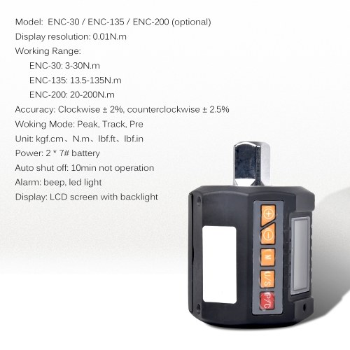Digital Torque Adapter Electronic Torque Meter with LCD Display Measure Torque in Nm, Kg-Cm, Ft-Lb, In-Lb Torque Wrench Range 3-30Nm
Digital Torque Adapter Electronic Torque Meter with LCD Display Measure Torque in Nm, Kg-Cm, Ft-Lb, In-Lb Torque Wrench Range 3-30Nm