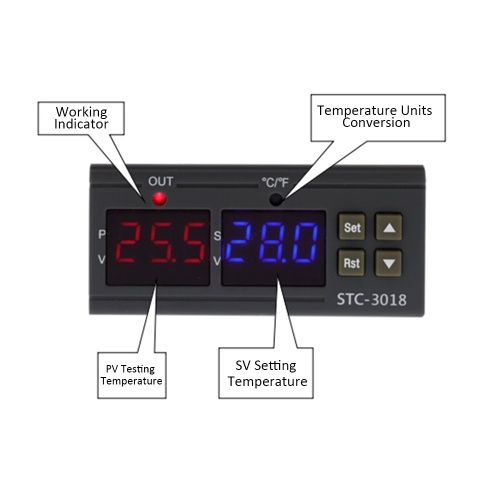 STC-3018 Digital Temperature Controller Intelligent NTC Sensor Temp Control Thermostat for Freezer Fridge Hatching
STC-3018 Digital Temperature Controller Intelligent NTC Sensor Temp Control Thermostat for Freezer Fridge Hatching
