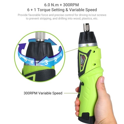 Quick Release 6.0N.m Cordless Electric Screwdriver Rechargeable 1500mAh Li-ion with 41 Accessories 7 Torque Setting 2 Position Handle with LED Light Battery Indicator
Quick Release 6.0N.m Cordless Electric Screwdriver Rechargeable 1500mAh Li-ion with 41 Accessories 7 Torque Setting 2 Position Handle with LED Light Battery Indicator