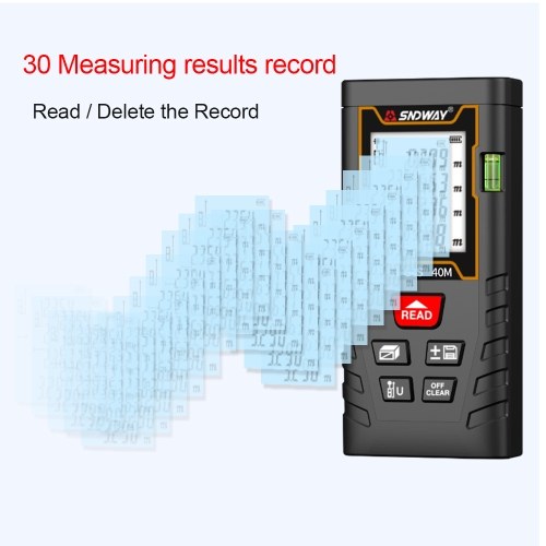 SNDWAY 40 Meters Laser Distance Meter Handheld Rangefinder Digital Mini Distance Measuring Meter Portable Electronic Space Measurement Device with Bubble Level for Length Area Volume
SNDWAY 40 Meters Laser Distance Meter Handheld Rangefinder Digital Mini Distance Measuring Meter Portable Electronic Space Measurement Device with Bubble Level for Length Area Volume