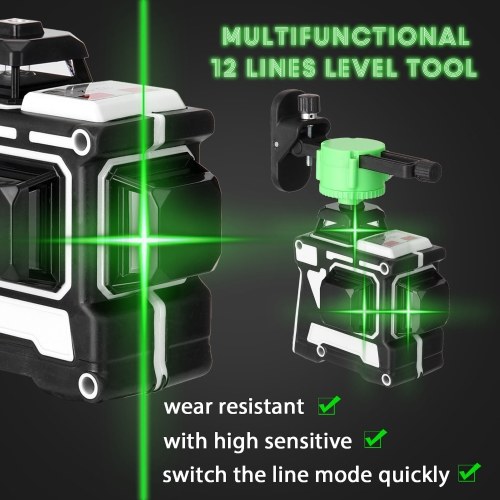 Multifunctional 3D 12 Lines Laser Level Tool Vertical Horizontal Lines with Self-leveling Function
Multifunctional 3D 12 Lines Laser Level Tool Vertical Horizontal Lines with Self-leveling Function