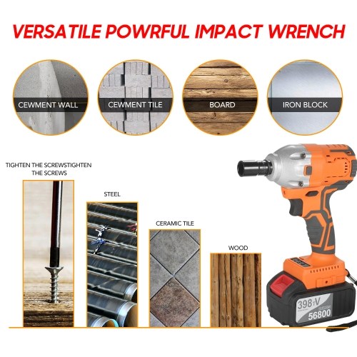Cordless Brushless Impact Wrench 1/2 Inch 380Nm High Torque 4.0A Li-ion Battery Variable Speed Fast Charger with Carry Box Socket & Multiple Accessories for Home Motorcycle
Cordless Brushless Impact Wrench 1/2 Inch 380Nm High Torque 4.0A Li-ion Battery Variable Speed Fast Charger with Carry Box Socket & Multiple Accessories for Home Motorcycle