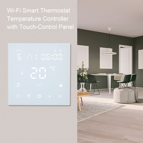 Wi-Fi Smart Digital Thermostat Temperature Controller APP Control LCD Display Touch-Control Panel Programmable Timer 3A for Gas Boiler Syetem & Water Heating System
Wi-Fi Smart Digital Thermostat Temperature Controller APP Control LCD Display Touch-Control Panel Programmable Timer 3A for Gas Boiler Syetem & Water Heating System