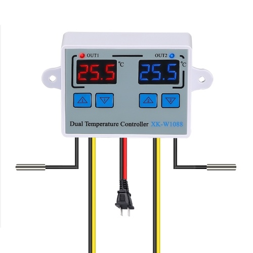 

12 V Digital Dual Temperature Controller LED Celsius Thermostat Regulator Heating Cooling Temperature Control with Waterproof Probes for Cooler Heater Aquarium