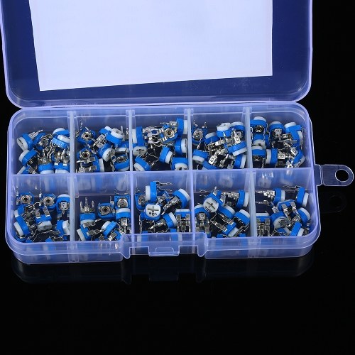 100pcs 10 Values 500~1M ohm Variable Resistor 6mm Potentiometer RM065 Preset Carbon Film Horizontal Trimmer Potentiometer Resistor Assortment Kit with Storage Box
100pcs 10 Values 500~1M ohm Variable Resistor 6mm Potentiometer RM065 Preset Carbon Film Horizontal Trimmer Potentiometer Resistor Assortment Kit with Storage Box
