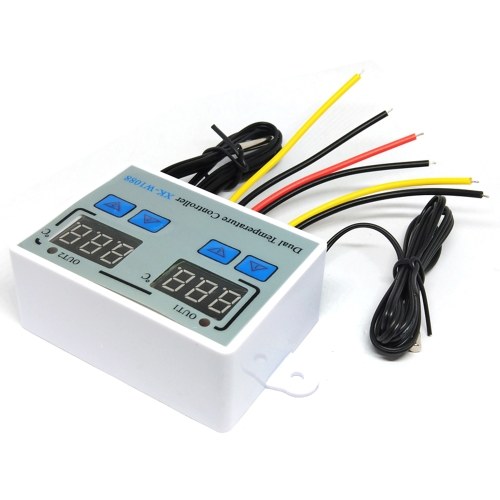 

Dual Digital Thermostat Temperature Controller Two Relay Output Thermoregulator for incubator Heating Cooling XK-W1088 DC12V