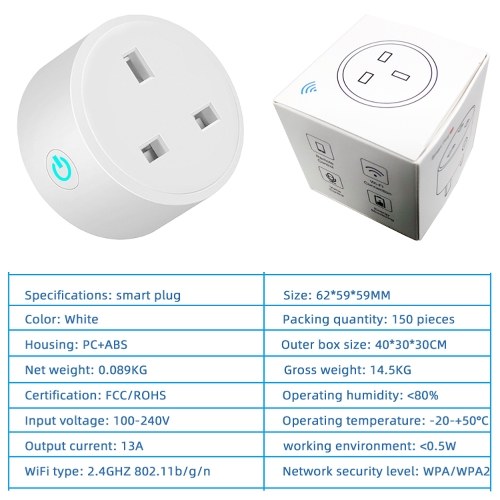 Tuya Wifi Intelligent Socket Remote Control WiFi Plug Wireless Remote Voice Control Timer Smartplug Compatible with Amazon Alexa Google Assistant
Tuya Wifi Intelligent Socket Remote Control WiFi Plug Wireless Remote Voice Control Timer Smartplug Compatible with Amazon Alexa Google Assistant