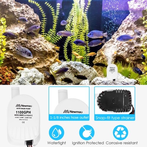 1100 GPH Automatic Bilge Pump 12V DC Submersible Water Pump RV Boat Marine Pump with 1-1/8 Inches Outlet (29mm) for Removing Bilge Water
1100 GPH Automatic Bilge Pump 12V DC Submersible Water Pump RV Boat Marine Pump with 1-1/8 Inches Outlet (29mm) for Removing Bilge Water