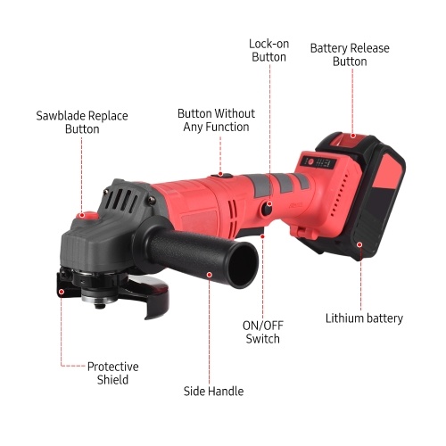 

Battery-operated Electric Angle Grinder Tool Kit Portable Lithium Battery Brushless Grinder Machine Rechargeable 21V Cordless Handheld Lithium Grinder Tool 9000RPM 3-Speed Adjustment Li-ion Battery & Charger 2-Position Handle with Carrying Case for Metal 