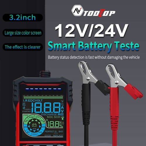 TOOLTOP Intelligent Battery Tester 3.2 Inch Color Screen 12.0V 24.0V Battery Intelligent Selection Support Battery Test Starts Test Load Test with Illumination Function and Multiple Protections
TOOLTOP Intelligent Battery Tester 3.2 Inch Color Screen 12.0V 24.0V Battery Intelligent Selection Support Battery Test Starts Test Load Test with Illumination Function and Multiple Protections