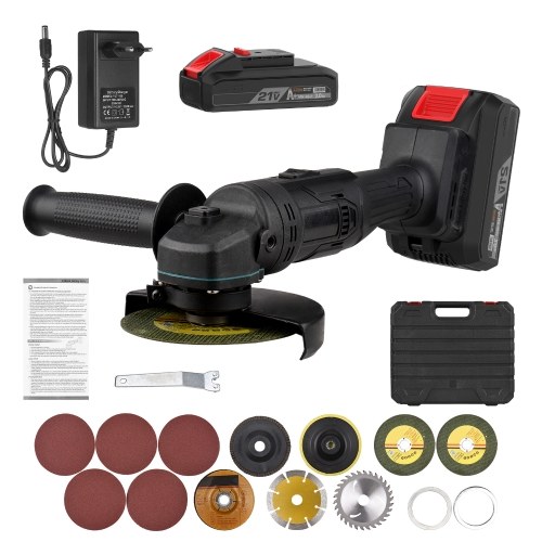 Cordless Angle Grinder 21V Power Grinders Tools with 2pcs 2.0Ah Lithium-Ion Battery Charger and 2-Position Handle (2 Batteries)
Cordless Angle Grinder 21V Power Grinders Tools with 2pcs 2.0Ah Lithium-Ion Battery Charger and 2-Position Handle (2 Batteries)